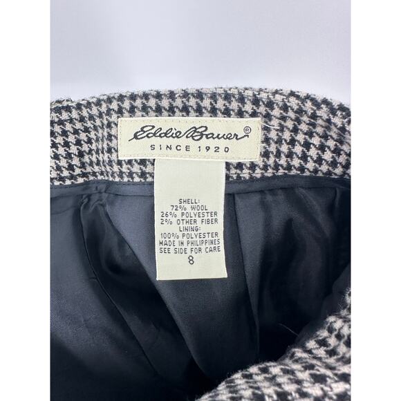 Vintage Eddie Bauer Womens Wool Pants Size 8 Houndstooth Black White Old Money - Picture 4 of 14